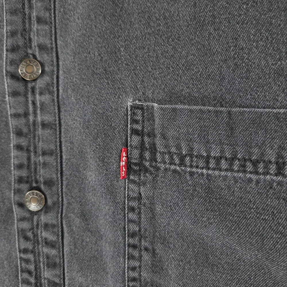 Vintage Levis Red Tab Mens Large Black Denim Long Sleeve Button Down Shirt